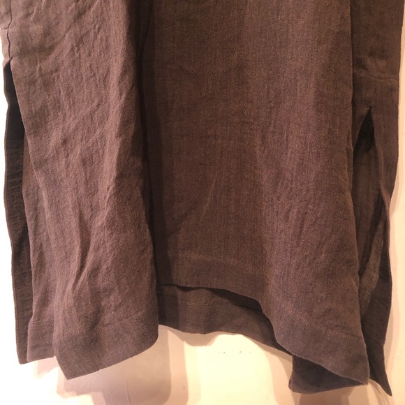 LISA MARIE FERNANDEZ Linen Blend Gauze Brown Drawstring Hooded Kaftan, S/M - Picture 7 of 10